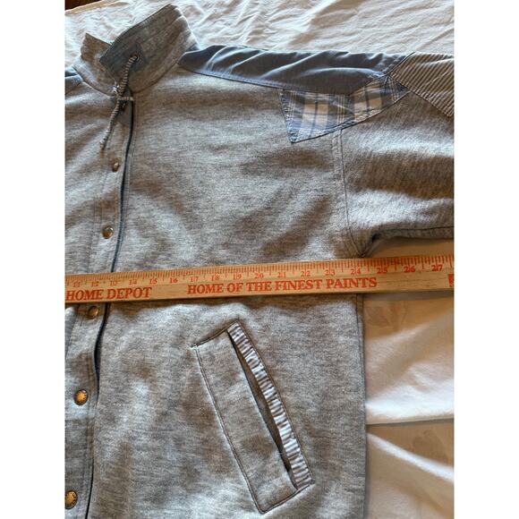 Vintage 90s Be In The Seen Blue Gray Jacket Reversible Patchwork Cottage Grandma - Picture 7 of 14